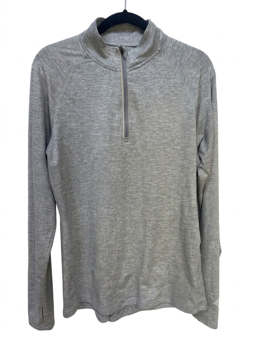 Women’s Old Navy Gray and White Striped Lightweight Pullover (Size: Large)